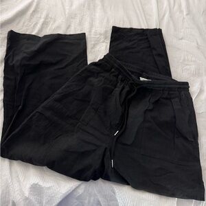 Women’s Black Drawstring Linen Pants